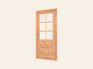 Douglas enkele glas deur 6-ruits B1000xH2050 mm buitenmaat, rechtsdraaiend (rvs beslagset)