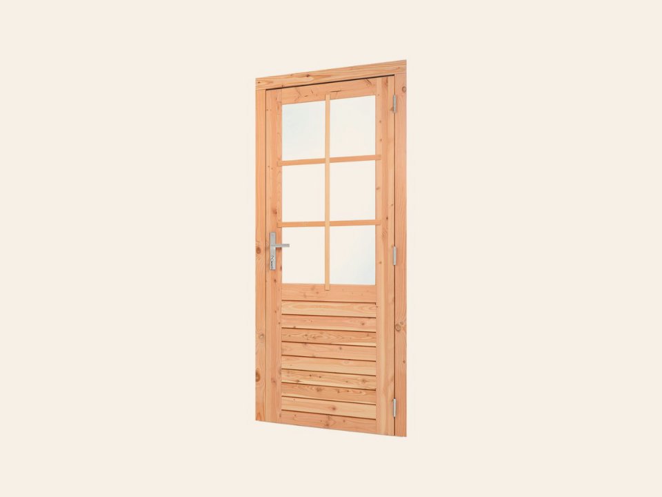 Douglas enkele glas deur 6-ruits B1000xH2050 mm buitenmaat, rechtsdraaiend (rvs beslagset)