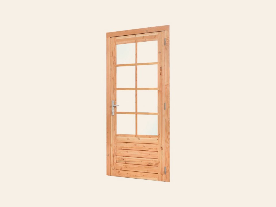 Douglas enkele glas deur dubbelglas 8-ruits B1100xH2150 mm buitenmaat, rechtsdraaiend (rvs beslagset)
