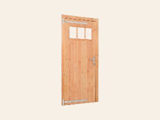 Douglas enkele klampdeur met raam B1000xH2050 mm buitenmaat, linksdraaiend (rvs / verzinkt beslagset)