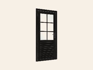 Vuren enkele glas deur 6-ruits zwart gespoten B1000xH2050 mm buitenmaat, linksdraaiend