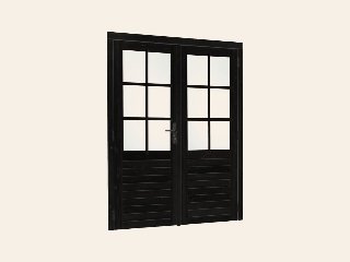 Vuren dubbele glas deur 6-ruits zwart gespoten B1850xH2050 mm buitenmaat, linksdraaiend