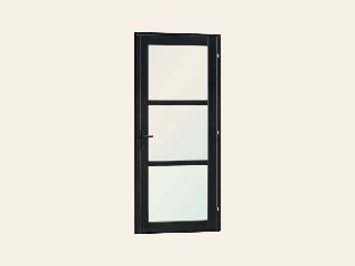 Vuren steellook enkele glas deur zwart gespoten B1100xH2120 mm buitenmaat, rechtsdraaiend