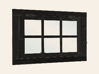 Vuren uitzetraam 6-ruits zwart gespoten B900xH700 mm buitenmaat
