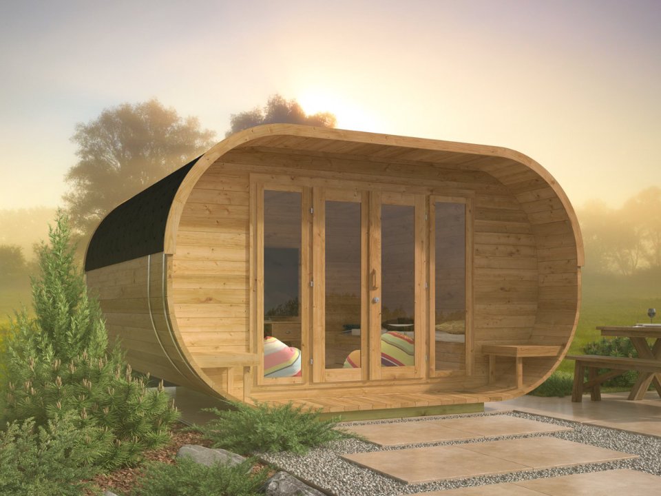 Camping Oval, 28/42 mm, Thermowood, 405 × 400 cm