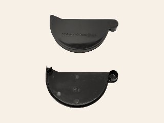 Kunststof mastgoot Eindstuk rechts 100 mm zwart