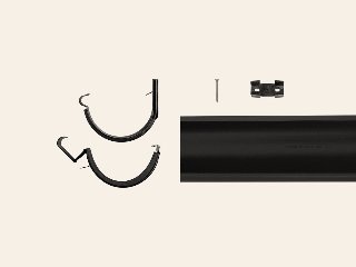 Dakgoot uitbreidingsset zwart gecoat - 125 mm - 1 zijde 200 cm