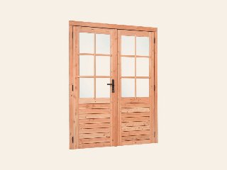 Red Class Wood dubbele glas deur, 6-ruits Dubbele glasdeur B1850 x H2050 mm buitenmaat