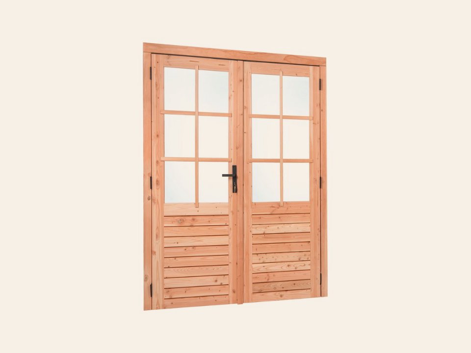 Red Class Wood dubbele glas deur, 6-ruits Dubbele glasdeur B1850 x H2050 mm buitenmaat