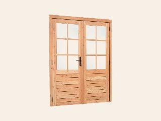 Douglas dubbele glas deur 6-ruits B1850xH2050 mm buitenmaat, linksdraaiend