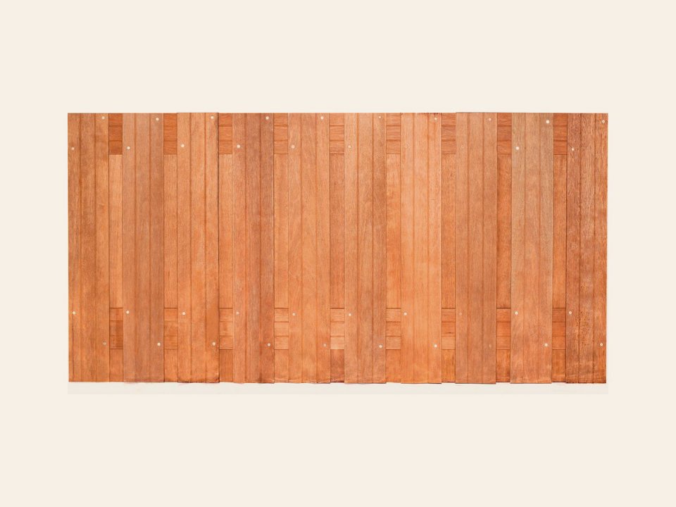 Tuinscherm Dronten, keruing hardhout, RVS-geschroefd, 21-planks (19+2)