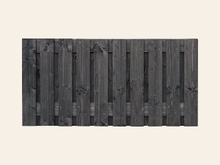 Tuinscherm Marlies, zwart geïmpregneerd douglas, RVS-geschroefd, 21-planks (19+2)