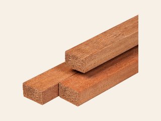 Keruing hardhout regel geschaafd, ronde hoeken