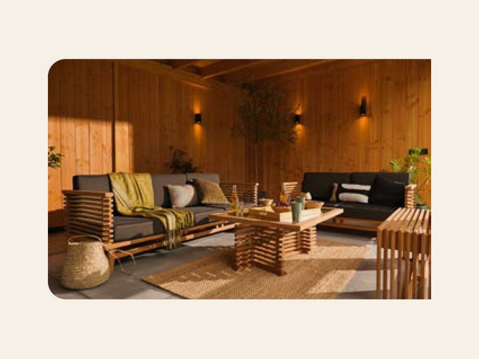 Teak loungeset Riverside bijzet bankje excl. kussens