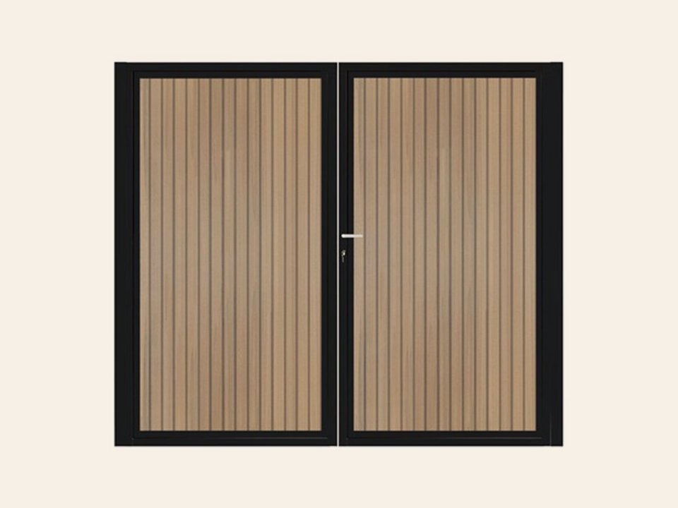 Dubbele stalen poort, zwart gepoedercoat, incl. hang- en sluitwerk