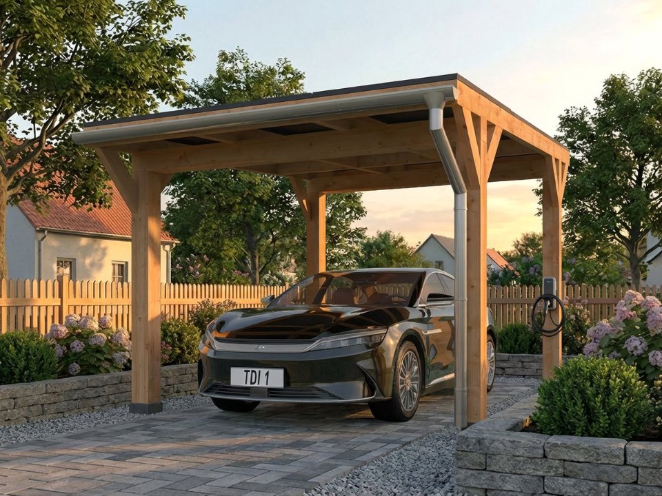 Douglas carport voor zonnepanelen