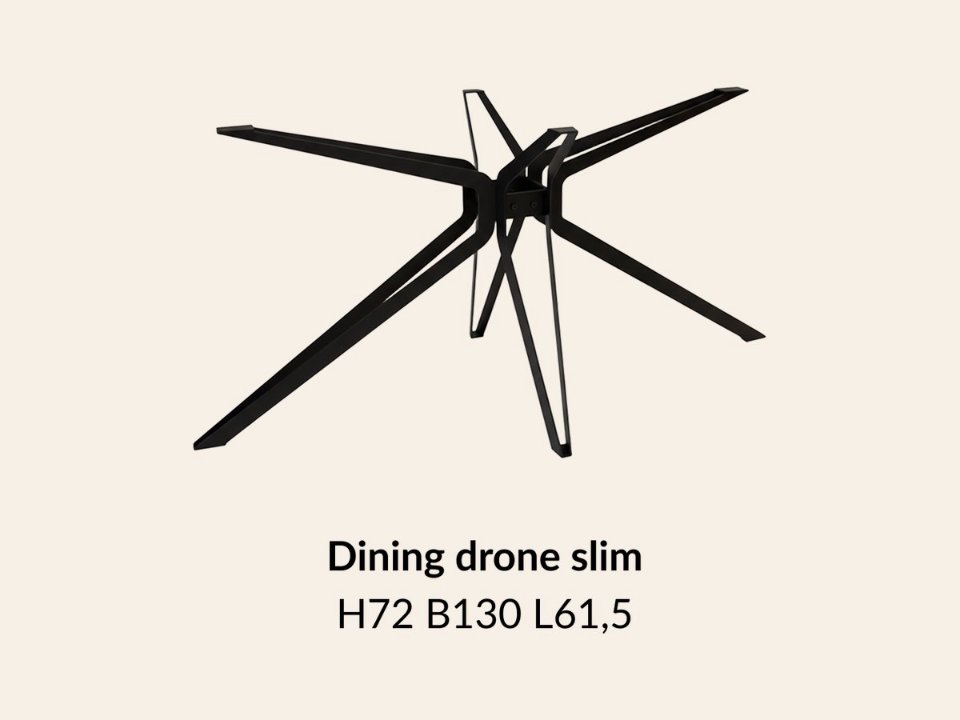 Metalen onderstel Dining Drone Slim zwart RAL9005 - 130 × 61,5 cm