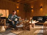 Teak loungeset Riverside 2-zits bank incl. kussens, foto 3