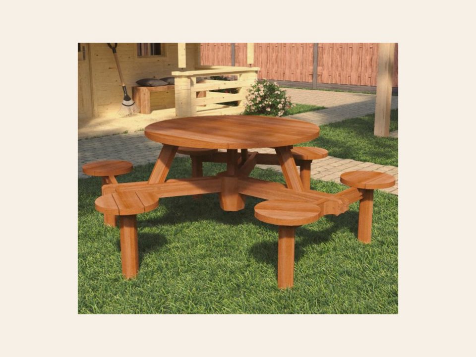 Hardhouten picknicktafel Rondo