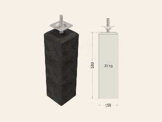 Betonpoer antraciet 12 × 12 × 60 cm + poeren set M16