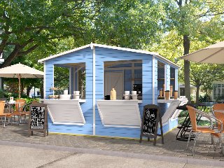 Kiosk Moose, 16mm, vuren onbehandeld, 300 x 300 cm, incl. vloer