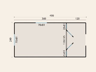 Circuswagen Paddy, 19mm, vuren onbehandeld, 480 x 240 cm, excl. onderstel