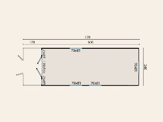 Circuswagen Kathleen, 19mm, vuren onbehandeld, 720 x 240 cm, excl. onderstel