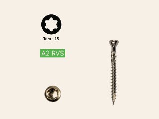 Hardhoutschroef Ø 4 mm Torx T15, PFS+ RVS C2, 200 stuks