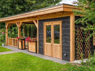 DHZ Plat dak Nijverdal Douglas 900 x 410 cm zwart geïmpregneerd