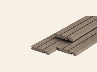 PuraDock composiet eindprofiel 2,2 x 14,6 x 290 cm, massief, 1 zijde 1 groef, 1 zijde 2 groeven, clip systeem