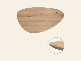 Tafelblad rustiek eiken kiezel ovaal facet kant ronding rechts, 40 mm