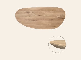 Tafelblad rustiek eiken nier ovaal facet kant, 40 mm
