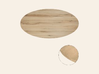 Tafelblad rustiek eiken ovaal rechte kant, 40 mm