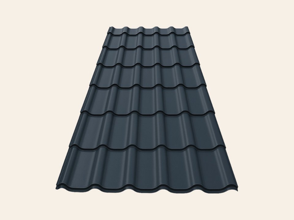 Dakpanplaat Wrinkle zwart, 110 cm breed
